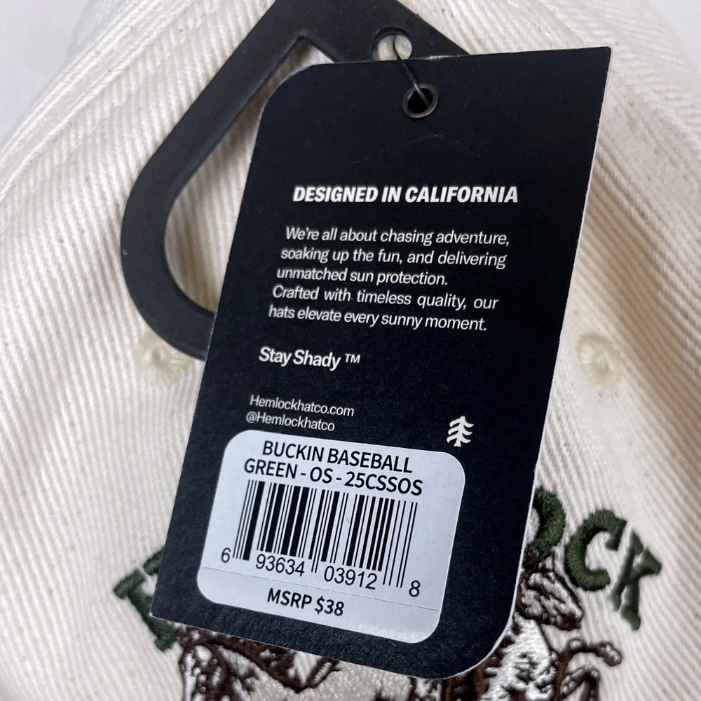 NWT Hemlock Hat Co Buckin Baseball Snapback Hat Green Cream Horse Embroidery new